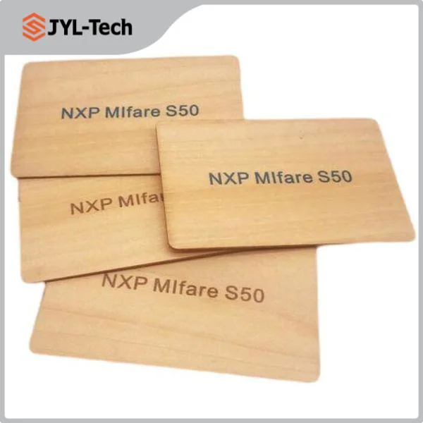 Printable Wood Access Control Card 13.56MHz RFID Card Ntag 213 Smart Wood NFC Card