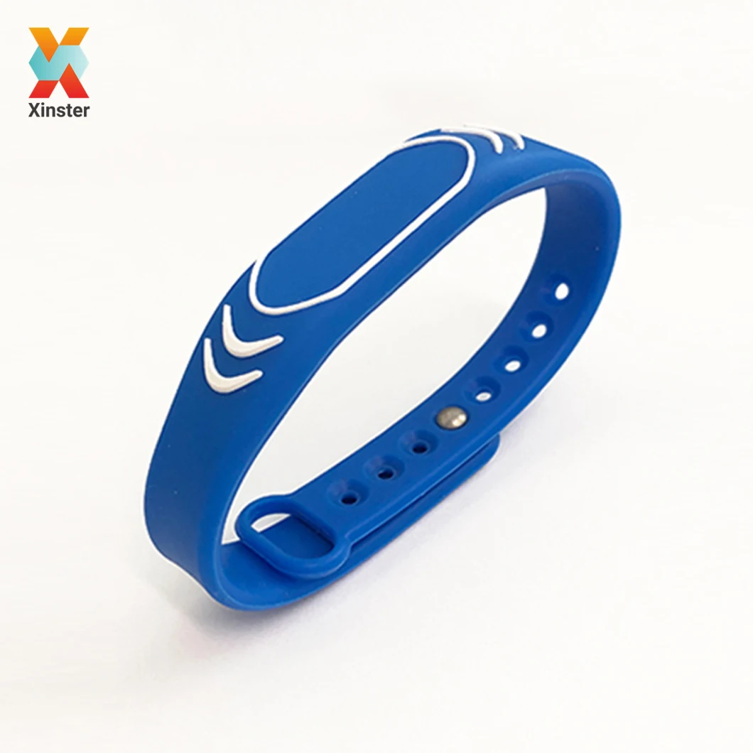 China OEM Colorful Passive RFID NFC Wrist Band Waterproof 13.56MHz Silicone Rubber Wristband for Access Control