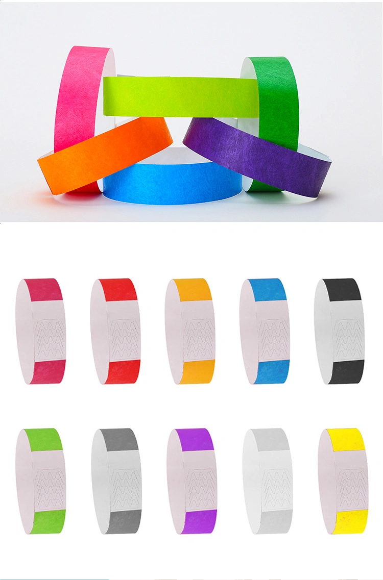 Wholesale Free Sample Cheap Custom Promotional Inkjet Printing Waterproof Disposable Paper Bracelet Tyvek RFID Wristband for Events