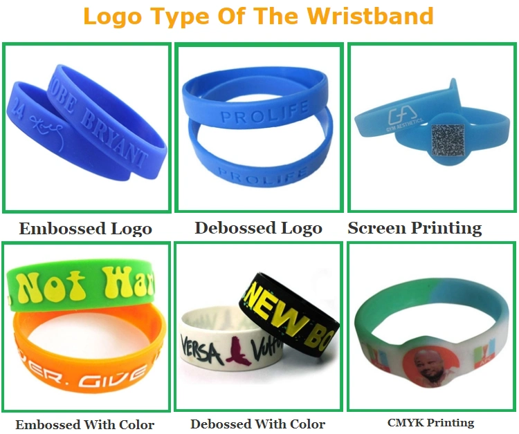 OEM Custom Silicone Rubber Embossed Debossed Printed Logo Wristband for Events