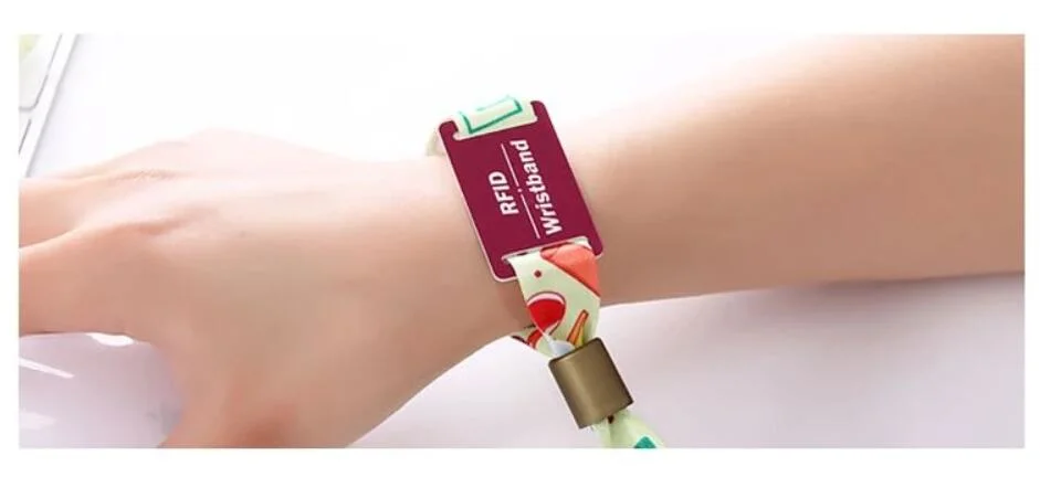 Popular Nylon/Polyester Woven Wristband with Plastic PVC Card RFID/NFC Tag for Access Control System